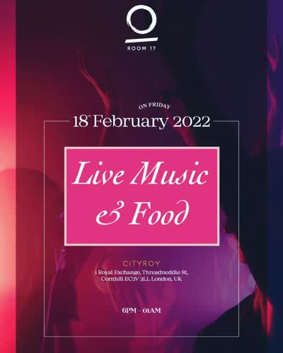 Room17 - Friday18 - Live - Music - Food