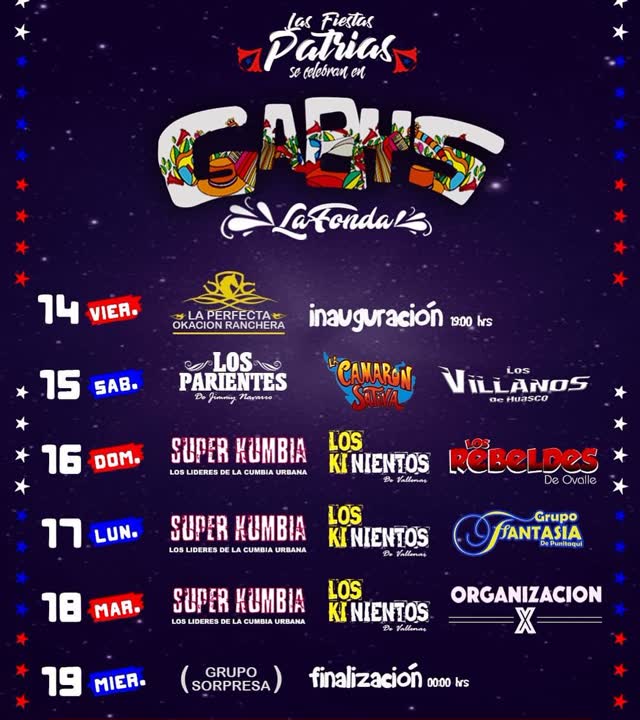Las Fiestas Patrias se celebran en GABY'S La Fonda