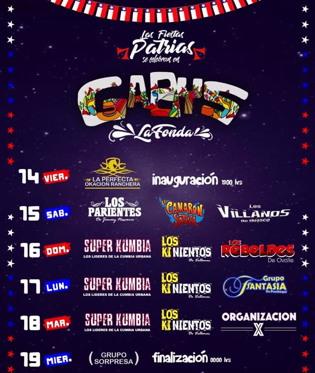 Las Fiestas Patrias se celebran en Gaby's La Fonda