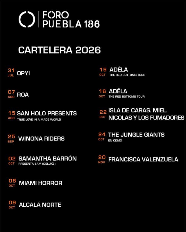 FORO PUEBLA 186 CARTELERA 2026