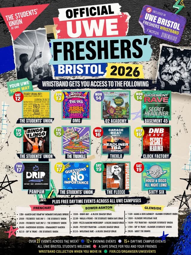 OFFICIAL UWE FRESHERS' BRISTOL 2026