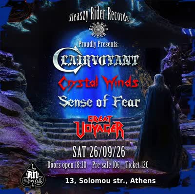 Sleaszy Rider Records Proudly Presents: Clairvoyant, Crystal Winds, Sense of Fear, Great Voyager
