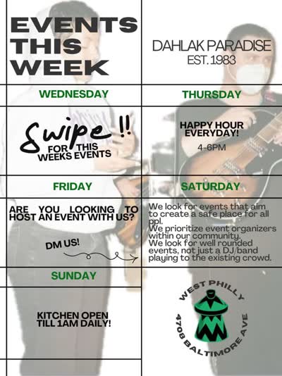 This week at Dahlak: Community Open Jam, Afrobeats/Jersey Club, Love Di Vibes