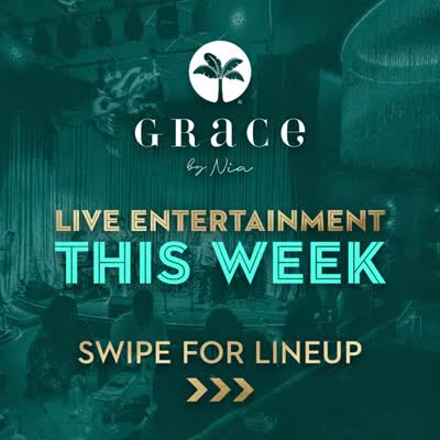 The weather is hot, and so are the performances this week at Grace By Nia!🔥 Fri: @cuscampbell , Sat: @therashannlangleyproject , Sunday brunch rewind and Sunday dinner: @heyrimjeon