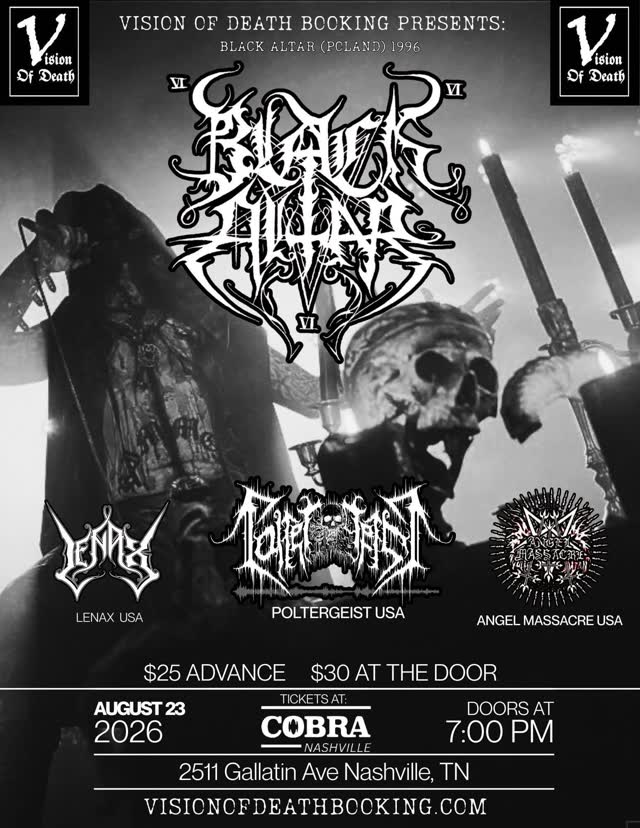 SHOW ANNOUNCEMENT: Black Altar, Poltergeist Apparition, and Angel Massacre