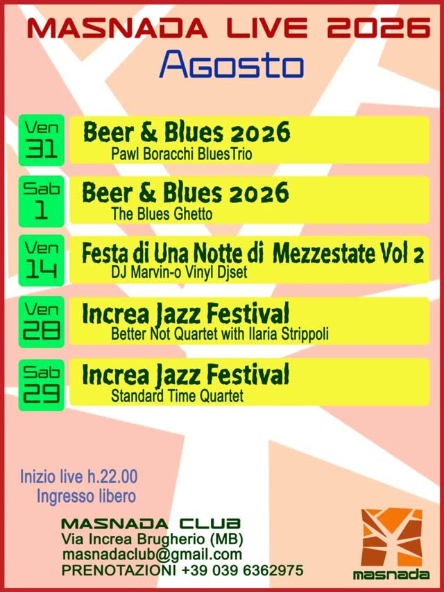 MASNADA LIVE 2026 Agosto