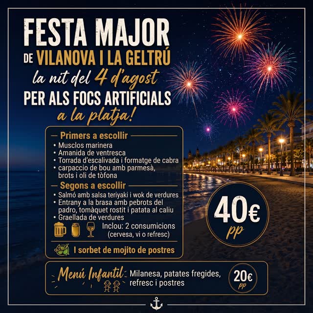 FESTA MAJOR DE VILANOVA I LA GELTRÚ - Focs artificials a la platja