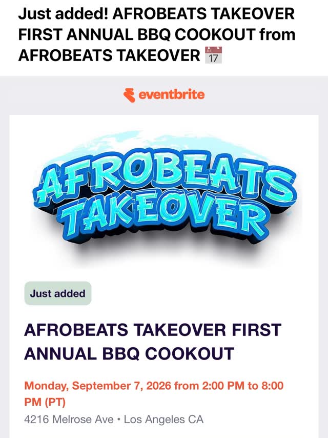 AFROBEATS TAKEOVER FIRST ANNUAL BBQ COOKOUT