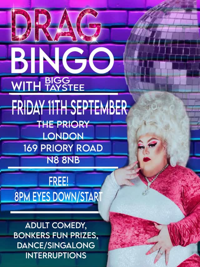 DRAG BINGO IS BACK AT THE PRIORY!