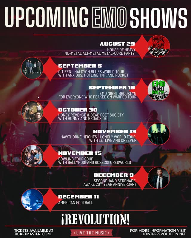 Lineup of upcoming emo shows