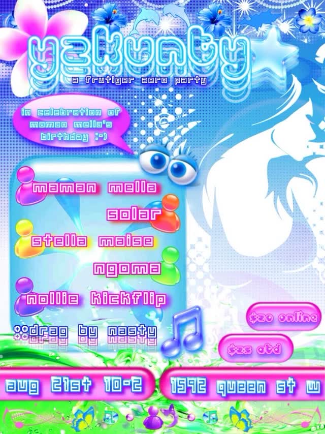 Frutiger Aero: A Y2K/early internet themed party