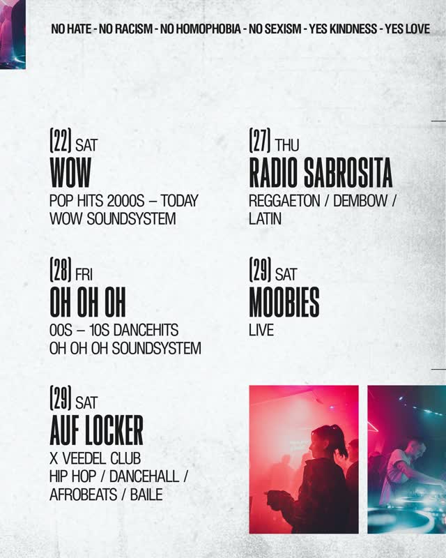 WOW, RADIO SABROSITA, OH OH OH, MOOBIES, AUF LOCKER