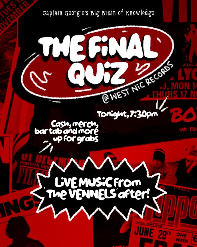 FINAL QUIZ PARTY with live sing-a-long & The Vennels