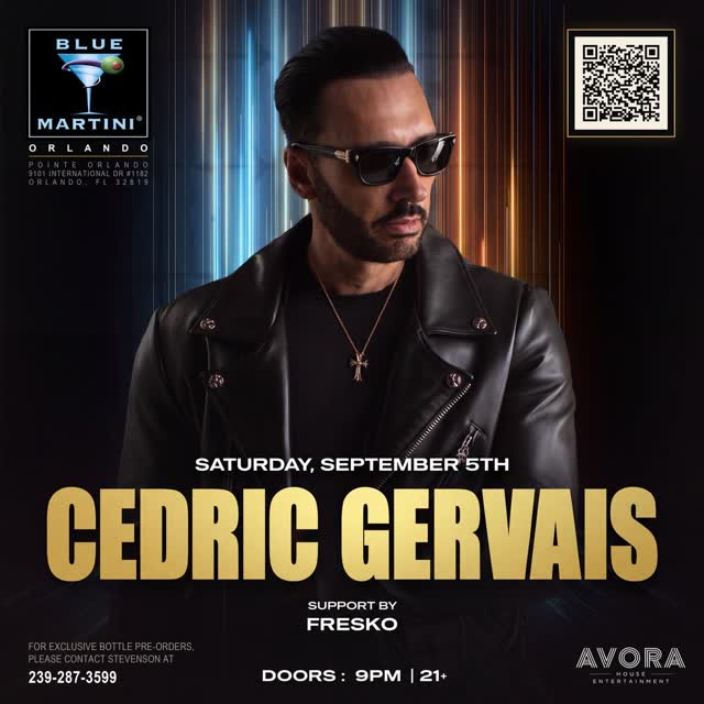 Orlando, get ready. 🔥🎧 Cedric Gervais is taking over Blue Martini Orlando on Saturday, September 5th, with support by Fresko!