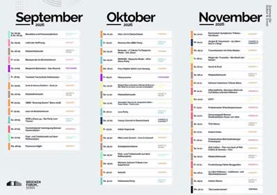 September - November 2026 Event Calendar Brücken Forum Bonn