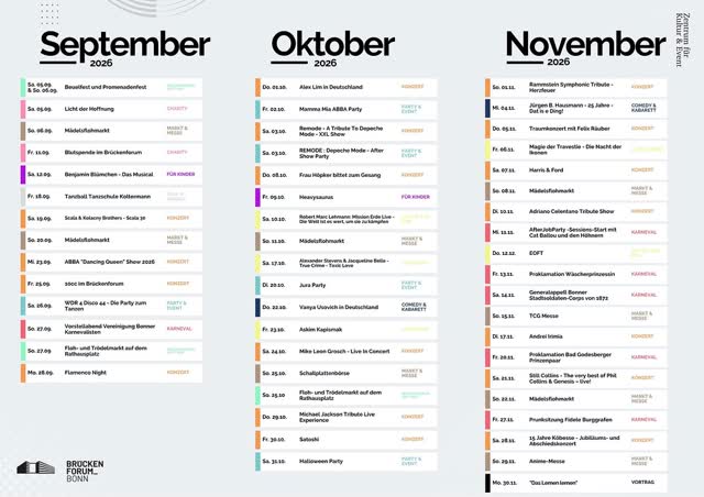 September - November 2026 Event Calendar Brücken Forum Bonn