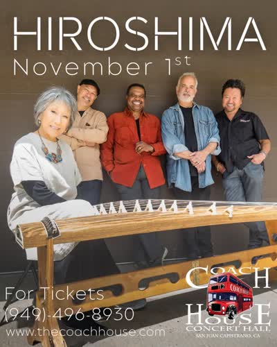New Show Announcement! 🎸 Hiroshima will be performing at The Coach House on November 1st! Tickets on sale now! 🎵