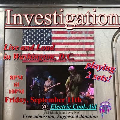 Playing 1 set of originals and 1 set of covers in our nation’s capital on the second Friday of September