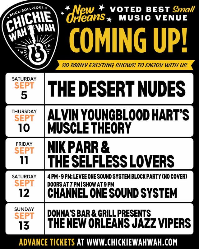 COMING UP AT CHICKIE WAH WAH 🔊