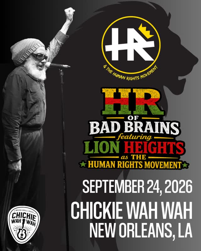 JUST ANNOUNCED: HR OF BAD BRAINS & THE HUMAN RIGHTS MOVEMENT