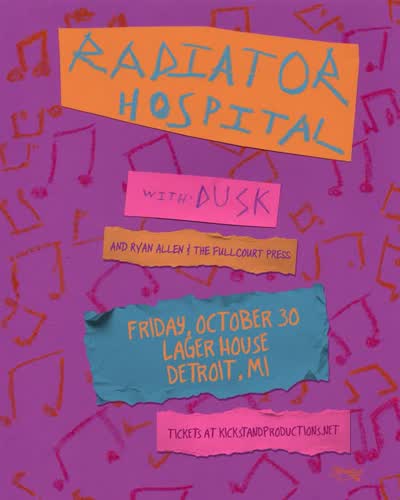 SUPPORT ANNOUNCEMENT: Ryan Allen & The Fullcourt Press joining Radiator Hospital and Dusk at Lager House on October 30th!