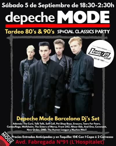 Tardeo Especial 80's & 90's Synthpop Classics & Depeche Mode Hits