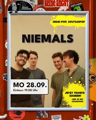 NIEMALS – als aufstrebende deutsche Indiepop Band gehen die vier Jungs aus Kiel auch 2026 wieder auf Tour.