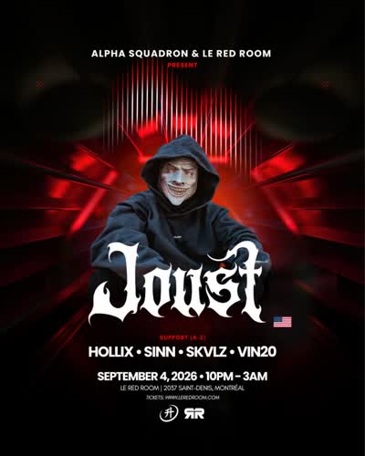 @Joustdub makes his MTL headline debut next month! 🏰 Catch him Sept. 4th at @redroommtl with support from @hollixdubz_, @sinn.dubz, @skvlzdubz & @vin20_riddz!