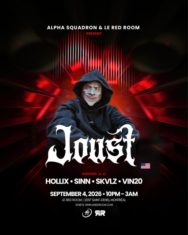 @Joustdub makes his MTL headline debut next month! 🏰 Catch him Sept. 4th at @redroommtl with support from @hollixdubz_, @sinn.dubz, @skvlzdubz & @vin20_riddz!