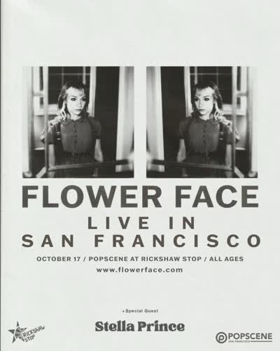 POPSCENE SHOW UPDATE! 🚨🚨🚨 Emerging NY indie-folk artist STELLA PRINCE will now be supporting FLOWER FACE this fall