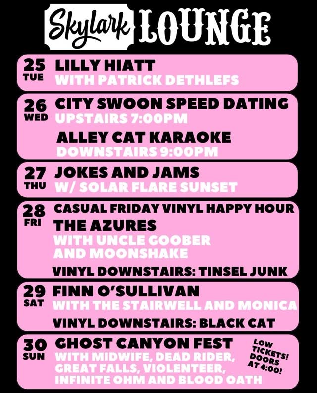 Skylark Lounge Weekly Schedule