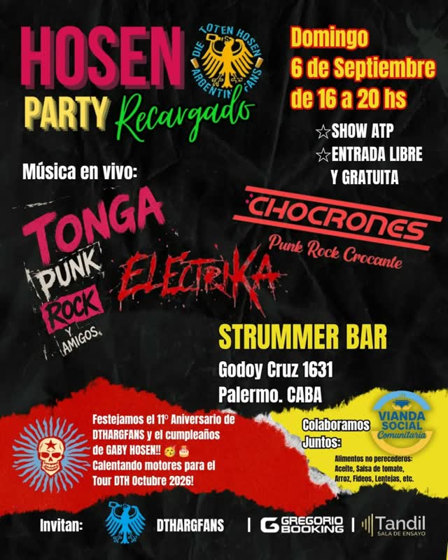 HOSEN PARTY RECARGADO - DIE TOTEN HOSEN ARGENTINA FANS 11 años & Cumple Gaby Hosen