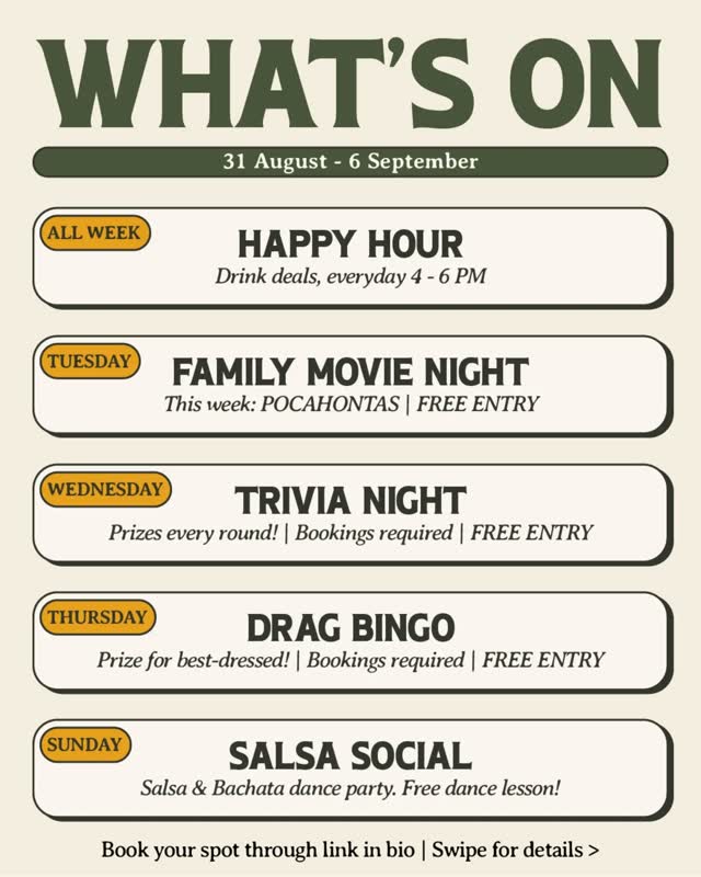 Pocahontas Movie Night, Trivia Night, Drag Bingo, Salsa & Bachata Dance Party