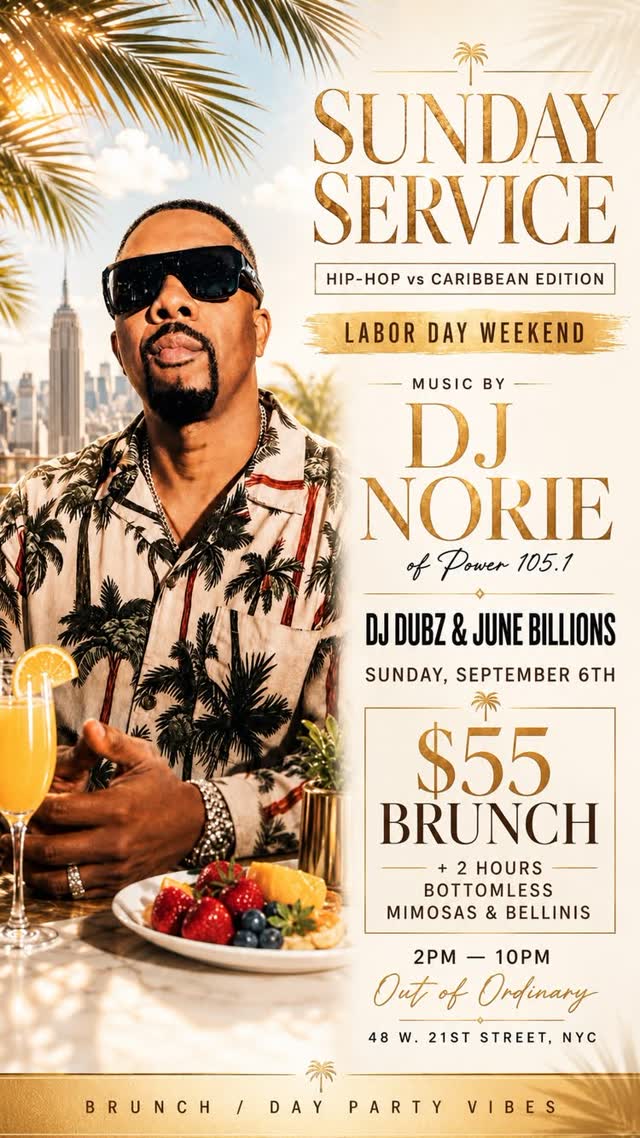 Labor Day Sunday Hip-Hop vs Caribbean Edition of SUNDAY SERVICE Brunch & Day Party