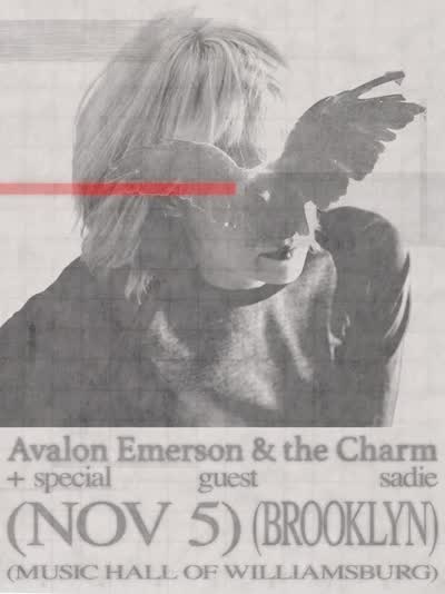 JUST ANNOUNCED: @avalon9000 Avalon Emerson & the Charm are headed to Brooklyn on November 5.