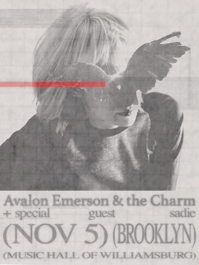 JUST ANNOUNCED: @avalon9000 Avalon Emerson & the Charm are headed to Brooklyn on November 5.