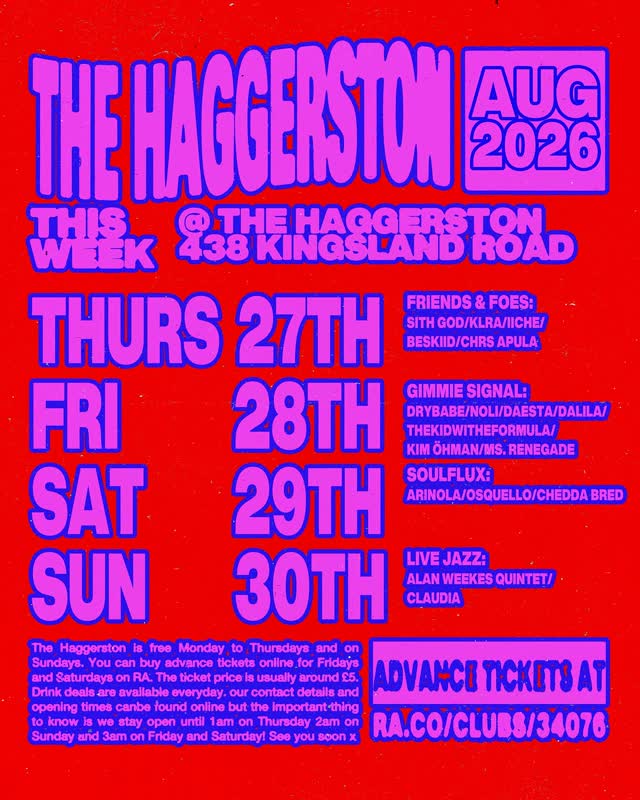 This week at The Haggerston... THURS - kick of the carnival weekend with a @yenko.fm takeover! FRI - @gimmesignal & @sneakersnstuff present a carnival party not to be missed. SAT - @osquello & @arinola.official are throwing a launch party for their new single Soulflux! SUN - one for the roll through crew! It’s live jazz with The Alan Weekes Quintet and DJ support from Claudia.