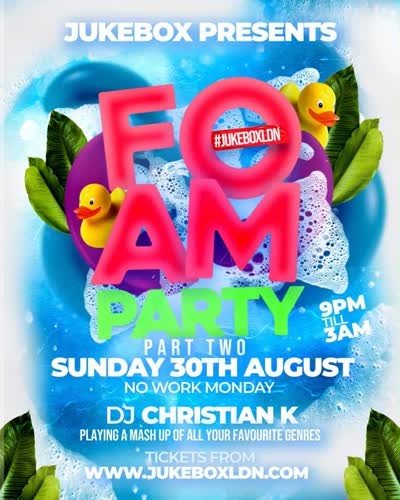 FOAM PARTY TONIGHT! Bank Holiday Sunday at Jukebox LDN