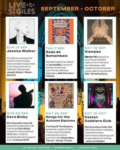 Summer may be leaving our fair city, but an extraordinary line up of shows await you in the calm surrounds of St Giles Church.