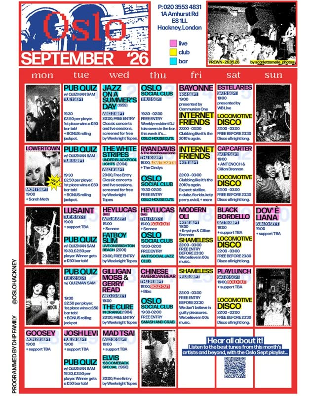 September at Oslo: gigs, clubs, quizzes, screenings and more