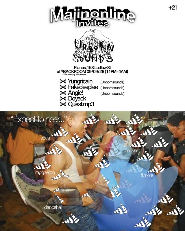 MAJINONLINE invites @unbornsounds to @pianosnyc on 09/09