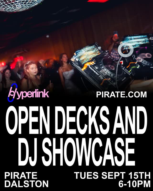 HYPERLINK and PIRATE Studios partnership: Open decks and showcase featuring debut performances by beginner DJs from FLINTA DJ course