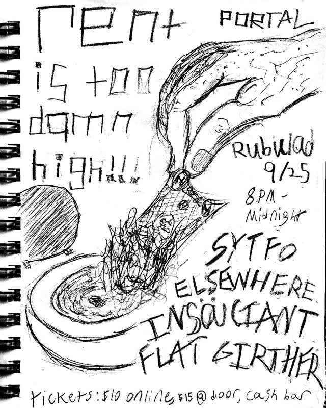 Friday, September 25th we are back at the Rubulad! Featuring a loaded lineup, boasting SYTFO, Elsewhere, Insöuciant, and Flat Girther.