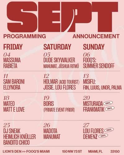 SEPT PROGRAMMING ANNOUNCEMENT