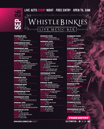 Whistle Binkies Live Music Bar - Live Acts Every Night