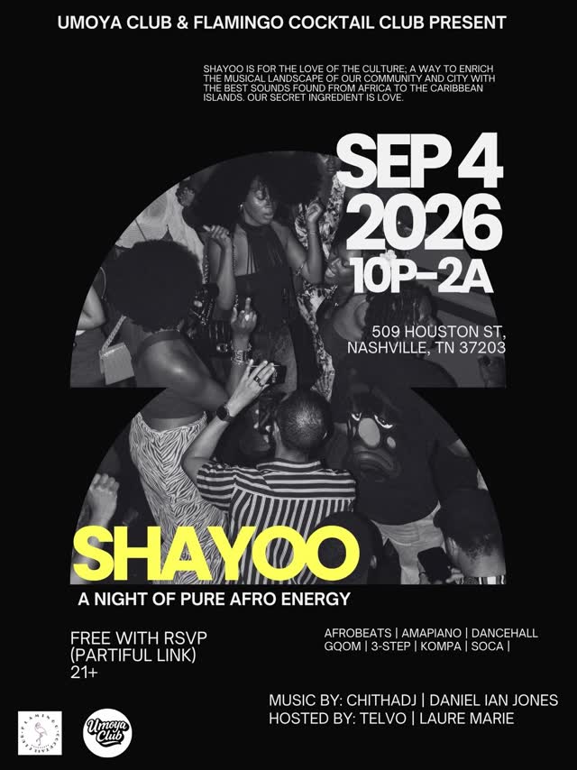 This Friday! SHAYOO. Enrich yourself w/ a night of music & dance, from Africa to the Caribbean.