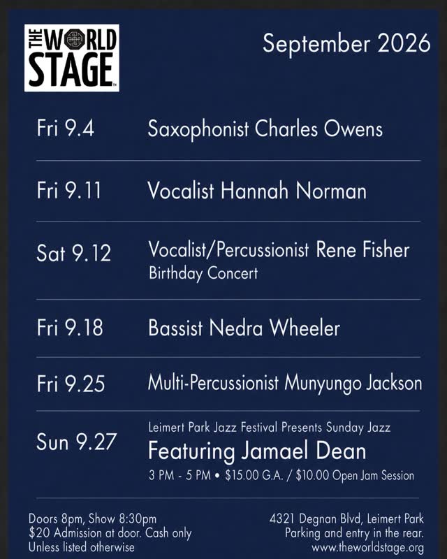 The World Stage September 2026 Jazz Series