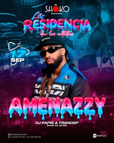 Desde República Dominicana hasta @shokobarcelona, @amenazzy, también conocido como El Nene, llega a Shôko para prenderlo la noche del 17 de septiembre