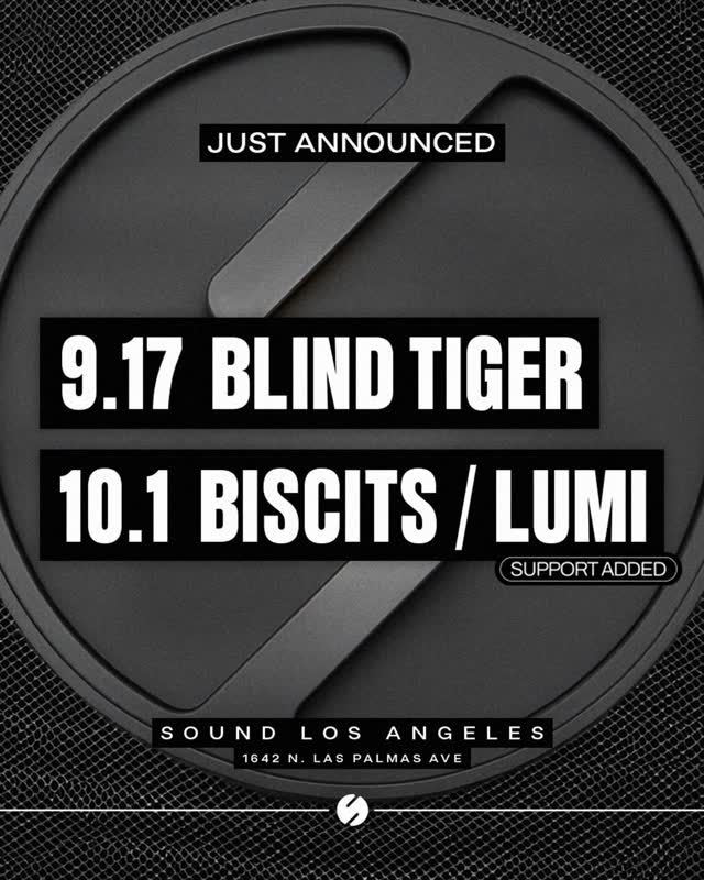 Just announced: 9.17 @blindtiger.la / 10.1 @itsbiscits support added @lumi_trax