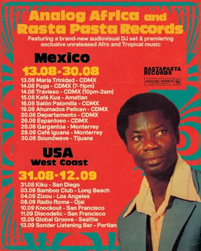 PORTLAND! Don’t miss out! Analog Africa and Rasta Pasta Records world tour Featuring a brand new audiovisual DJ set and Premiering exclusive unreleased Afro and Tropical Music.